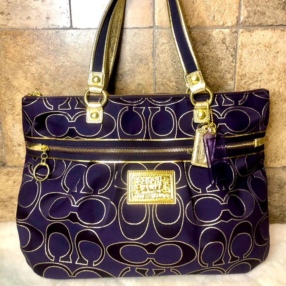Coach Poppy Purple/Gold  Tote Sz (L)